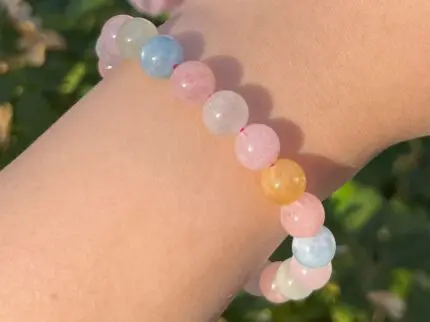Mehrfarbiges Morganit-Armband – facettierte natürliche Edelsteine, verstellbare Passform, Regenbogenfarben