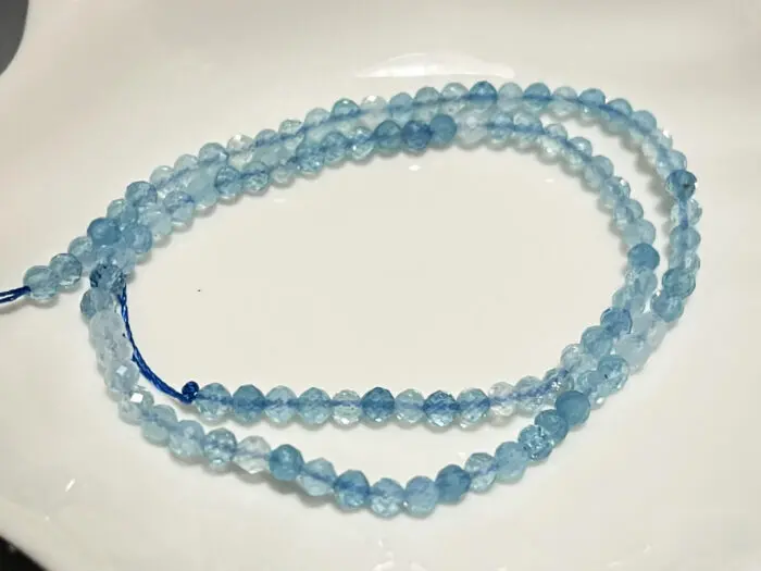 Faceted Aquamarine Beads – 3 mm Round, 30 cm Strand, Light Blue Gemstone for Jewelry Making - Image 2