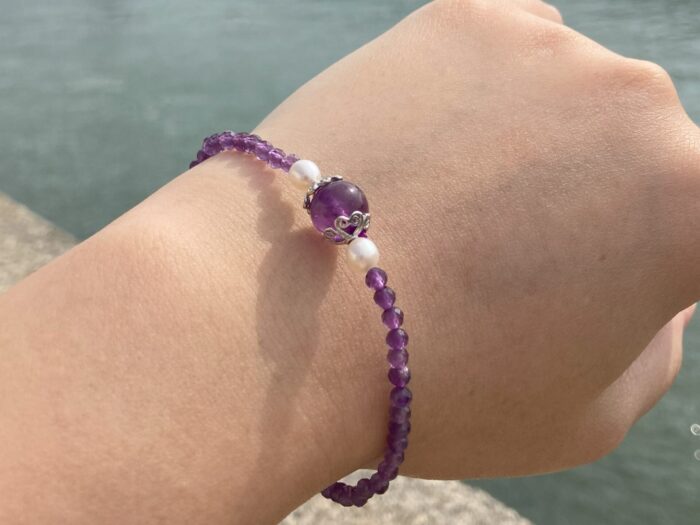 Faceted Amethyst Beads – 3 mm Round, 30 cm Strand, Deep Purple Gemstone for Jewelry Making - Image 2