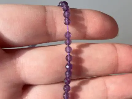 Facettierte Amethystperlen – 3 mm rund, 30 cm lange Kette, tiefvioletter Edelstein für die Schmuckherstellung