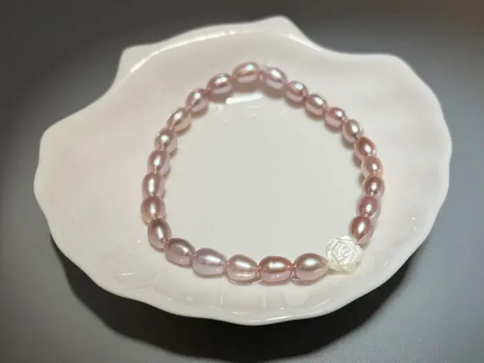 Mother of Pearl Rose Flower Beads – 8 mm, Set of 5, for Jewelry Making & Craft Projects - Image 2