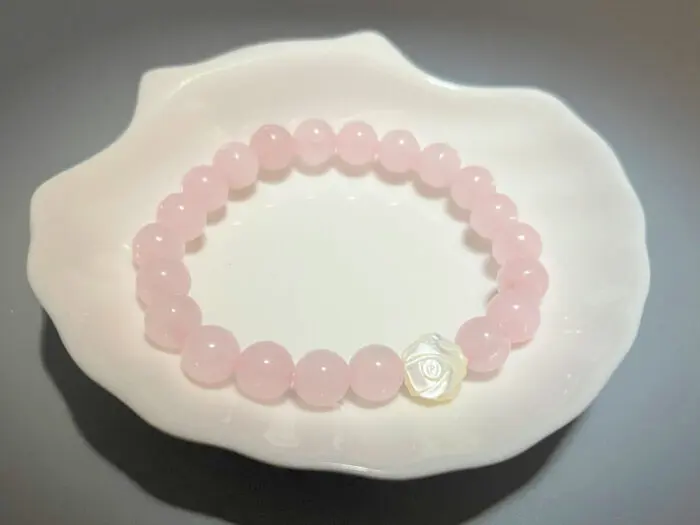 Facettierte Rosenquarzperlen – 8 mm rund, 30 cm lange Kette, hellrosa Edelstein für die Schmuckherstellung – Bild 4