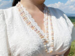 White, Pink, and Orange Natural Pearls Bracelet and Necklace Set (150cm & 18cm)) – Bild 4