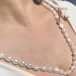 Opernlange handgeknüpfte Süßwasserperlenkette – 75 cm, weiß, 7–9 mm Perlen