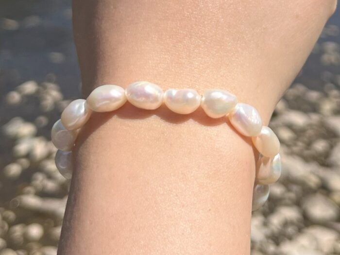 Handcrafted Baroque Freshwater Pearl Bracelet – 18 cm, White, 4–5 mm Pearls, No Clasp - Image 2