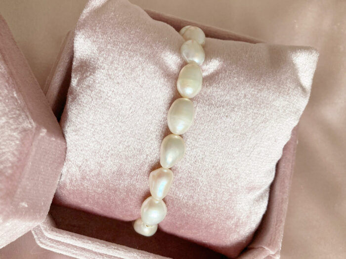 Natural White Pearls Necklace and Bracelet Set (80cm & 18cm) – Bild 4