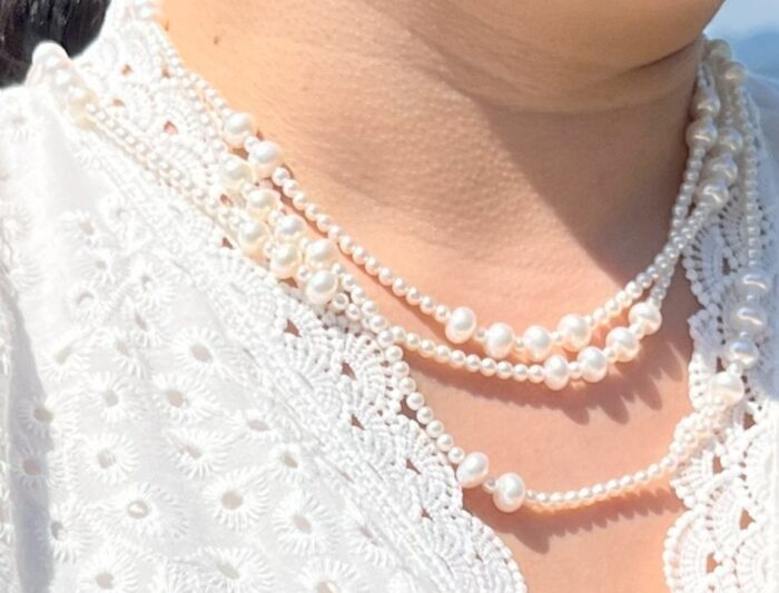 Stylish Natural White Pearls Necklace (155cm) – Bild 2