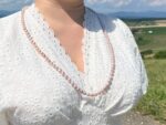 Natural Round Light Lavender Pearls Necklace (75cm) – Bild 2