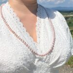 Helllavendelfarbene Süßwasserperlenkette – 75 cm, handgeknüpft, 6–7 mm Perlen