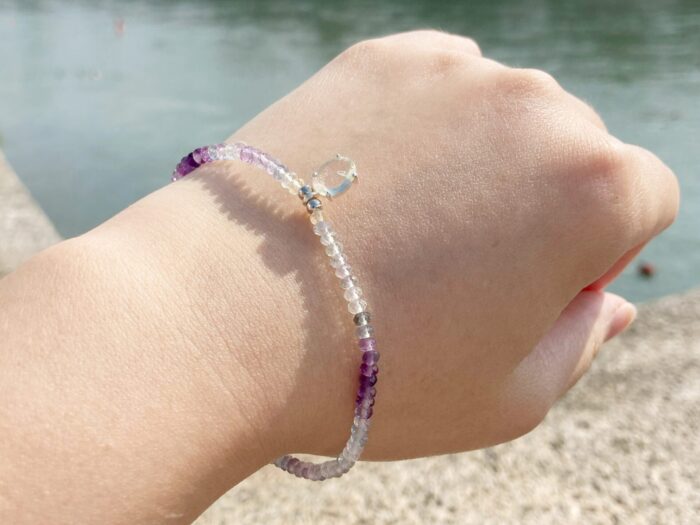 Natural Fluorite Bracelet with S925 Sterling Silver Fluorite Pendant – Handcrafted Gemstone Jewelry - Image 1