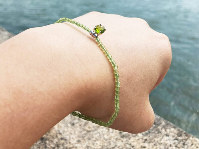 Natural Peridot Bracelet with S925 Sterling Silver Peridot Pendant – Handcrafted Gemstone Jewelry - Image 1