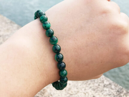 Natural Malachite Bracelet with 7 mm Beads – Handcrafted Gemstone Jewelry