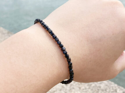 Square Cut Natural Black Agate Bracelet – Handcrafted Gemstone Jewelry
