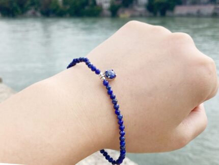 Natural Lapis Lazuli Bracelet with S925 Silver and Pendant – Handcrafted Gemstone Jewelry