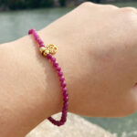 Natural Ruby Bracelet with Gold-Plated Tree – Handcrafted Gemstone Jewelry