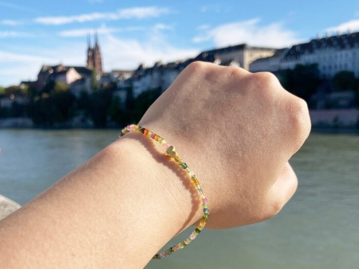 Natural Colourful Tourmaline with Golden Heart Bracelet – Handcrafted Gemstone Jewelry - Image 1