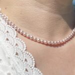 Natural Purple Freshwater Pearl Necklace with Rose S925 Silver Clasp – 42cm