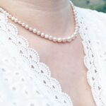 Natural Pink Freshwater Pearl Necklace 41cm – 6–10mm Beads with Rose S925 Sterling Silver Clip