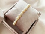 Natural Freshwater Orange & White Pearl Elastic Bracelet – Baroque Pearl Stretch Bracelet for Women, Handmade Pearl Jewelry - Image 2
