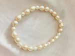 Natural Freshwater Orange & White Pearl Elastic Bracelet – Baroque Pearl Stretch Bracelet for Women, Handmade Pearl Jewelry - Image 3