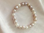 Natural Lavender & White Freshwater Pearl Elastic Bracelet – Genuine Baroque Pearl Stretch Bracelet for Women, Handmade Pearl Jewelry - Image 2